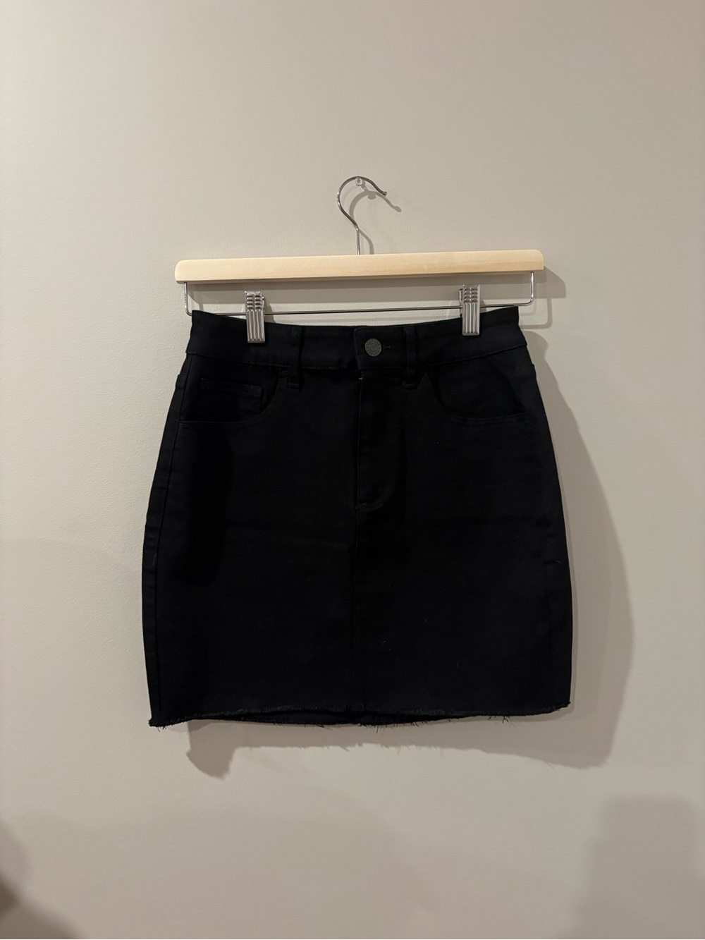 Garage Black Denim Mini Skirt